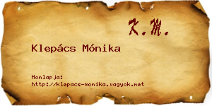 Klepács Mónika névjegykártya